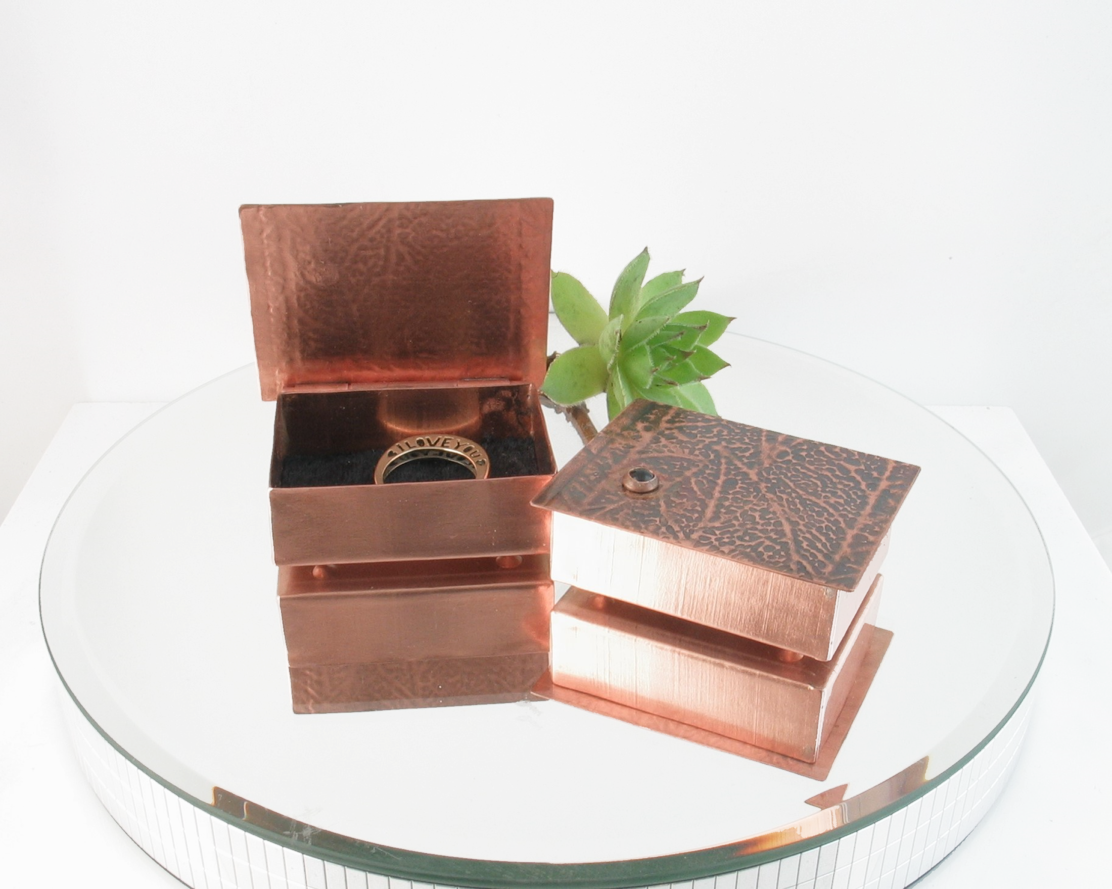 Tiny Trinket Box Copper with Onyx