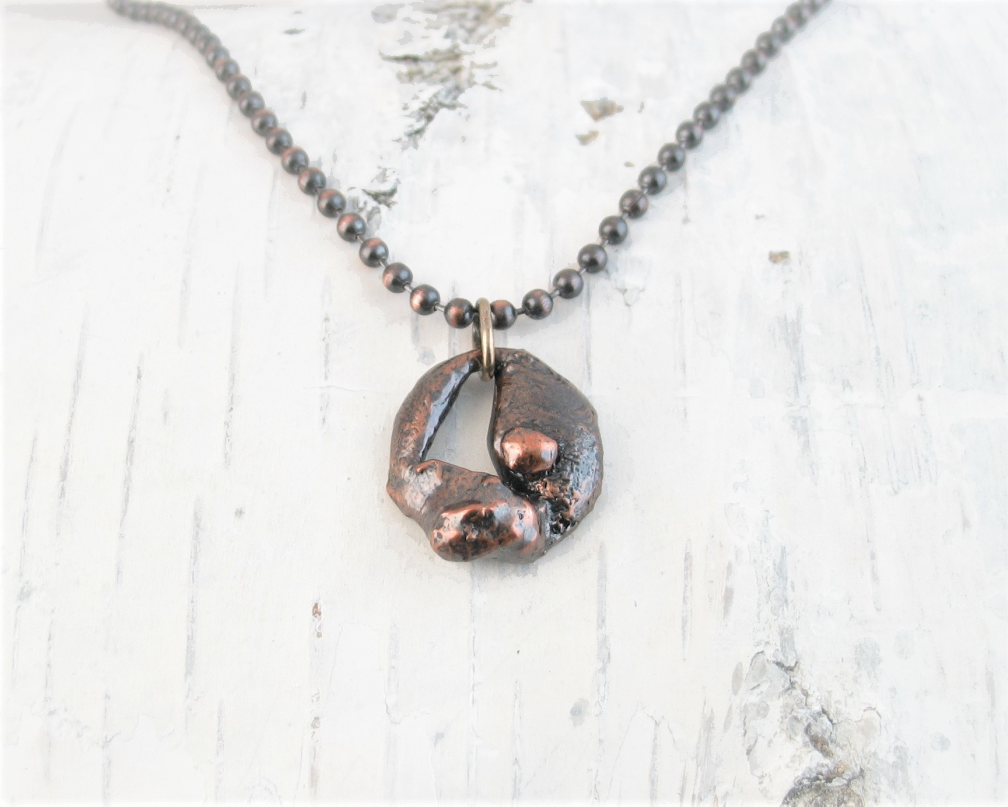 Copper Pendant on copper ball chain