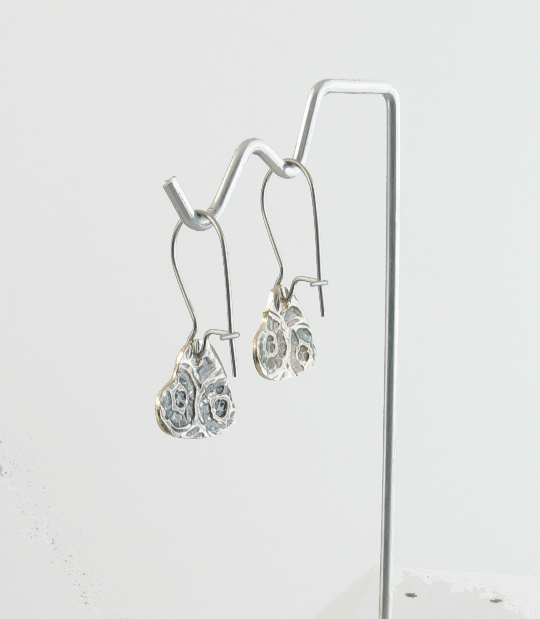 Petite Heart Dangle Earrings made from Vintage Silverplate Platter, 304 Stainless Steel Ear Wires